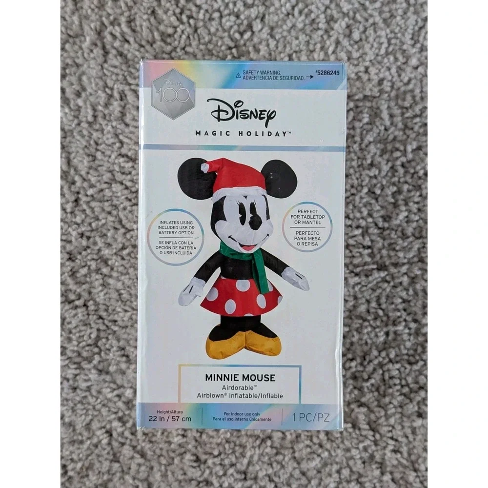 Disney Minnie Mouse Christmas Airblown Inflatable 22 Inches Magic Holiday NIB